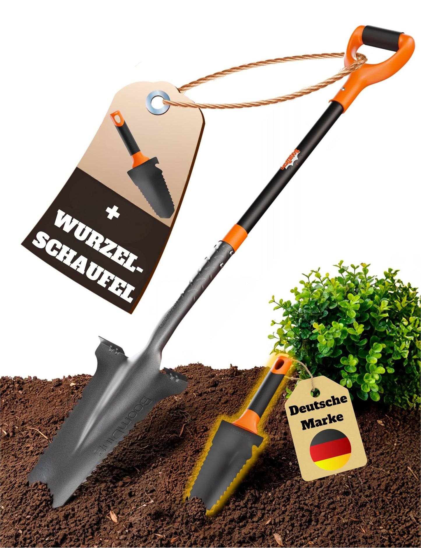 Wurzelspaten-Set mit Handschaufel und Wurzelsäge, Wurzelspaten + Handschaufel