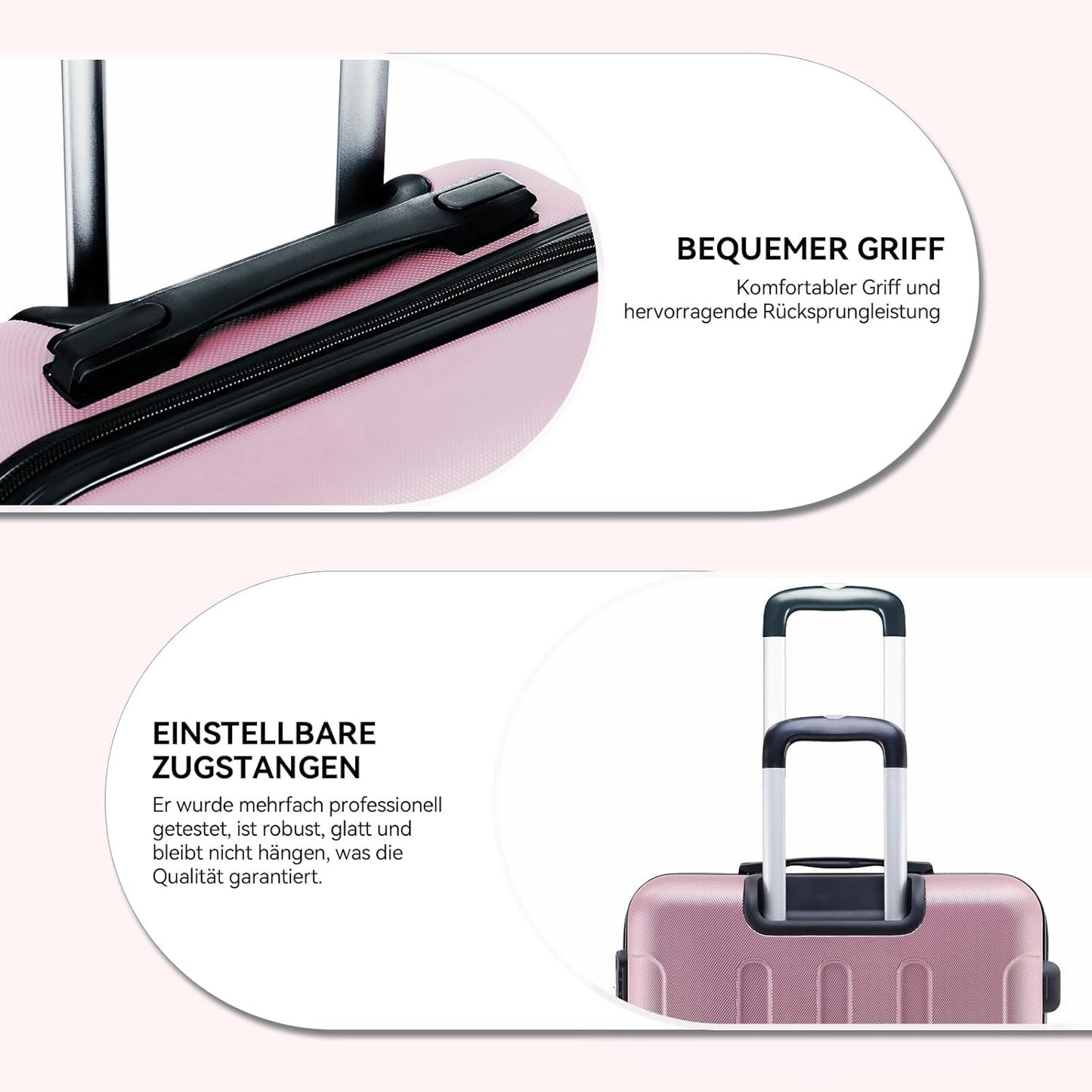 Reisekoffer-Set mit Zwillingsrollen (3-teilig), Princess-pink