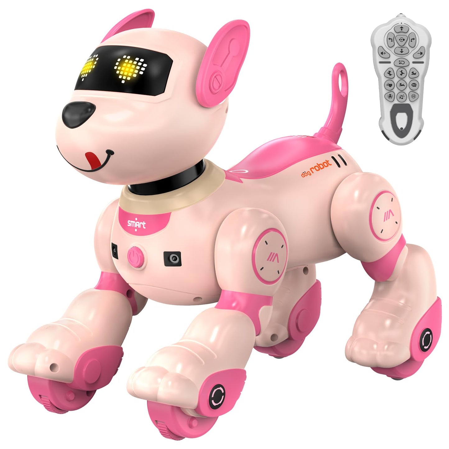Roboterhund mit Follow-Funktion, Sprachbefehlen und Fernbedienung, Rosa