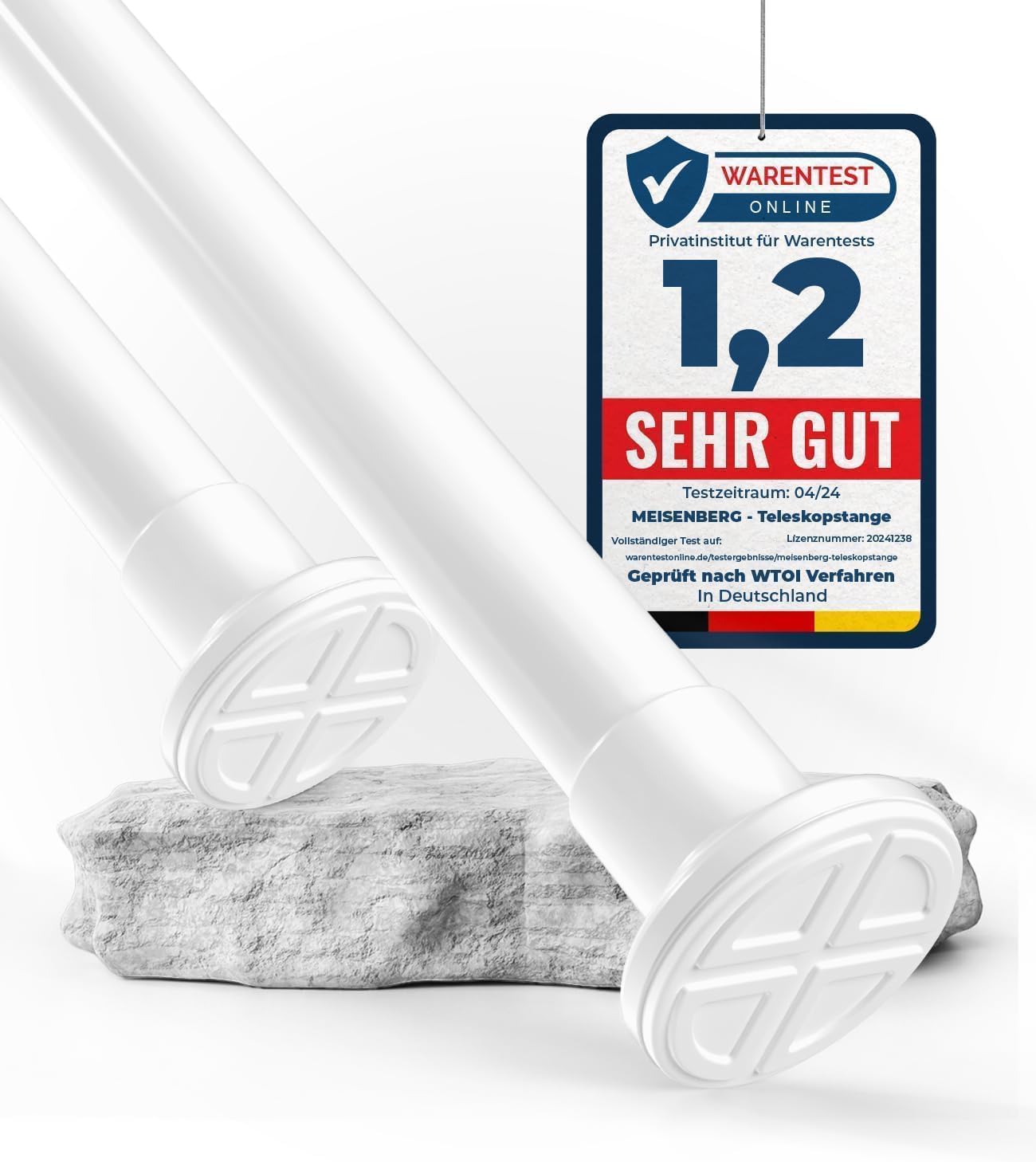 Teleskop-Duschstange ohne Bohren, 210-260 cm, 210-260 cm Weiß
