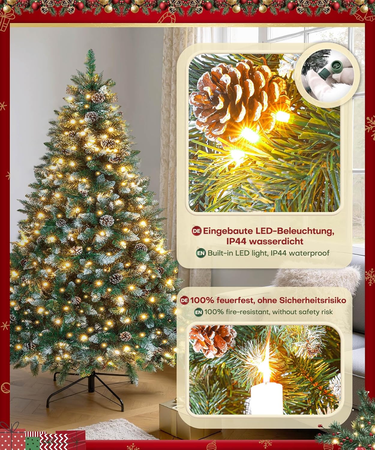 Künstlicher Weihnachtsbaum mit LED-Beleuchtung, 210 cm, 210 cm