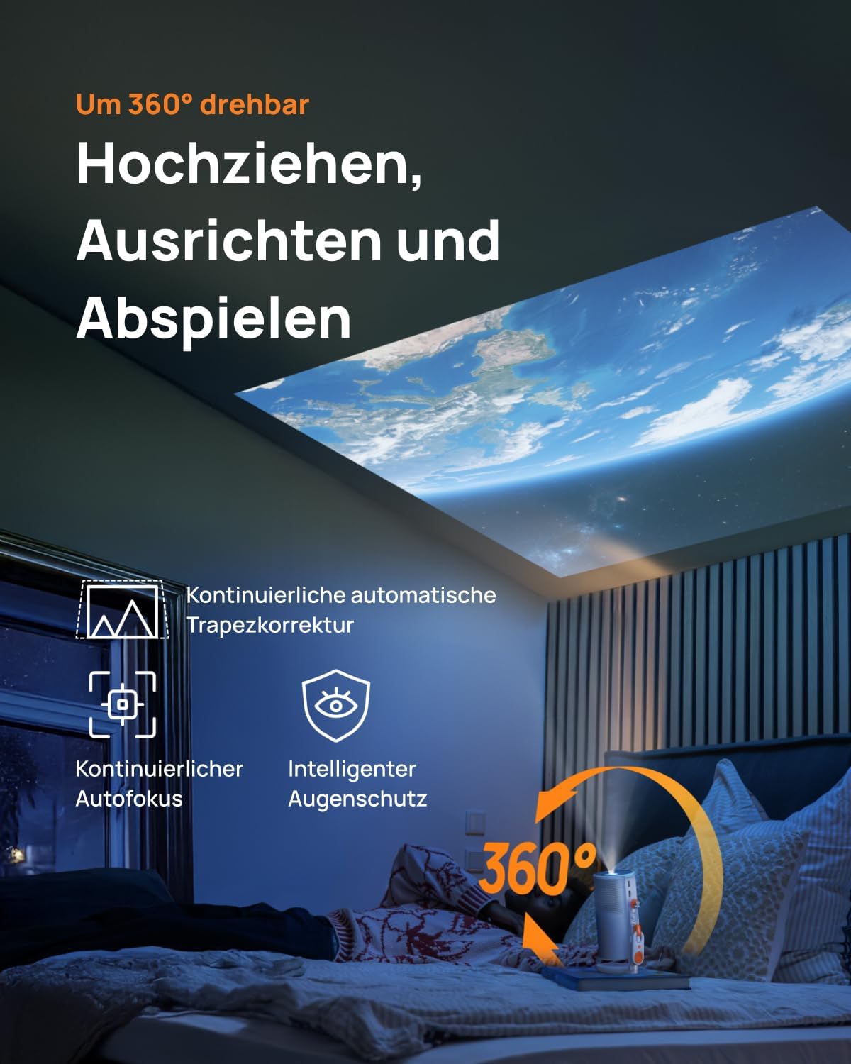 MoGo 4 Laser Handy Beamer mit Akku und 360° Ständer, MoGo 4 Laser