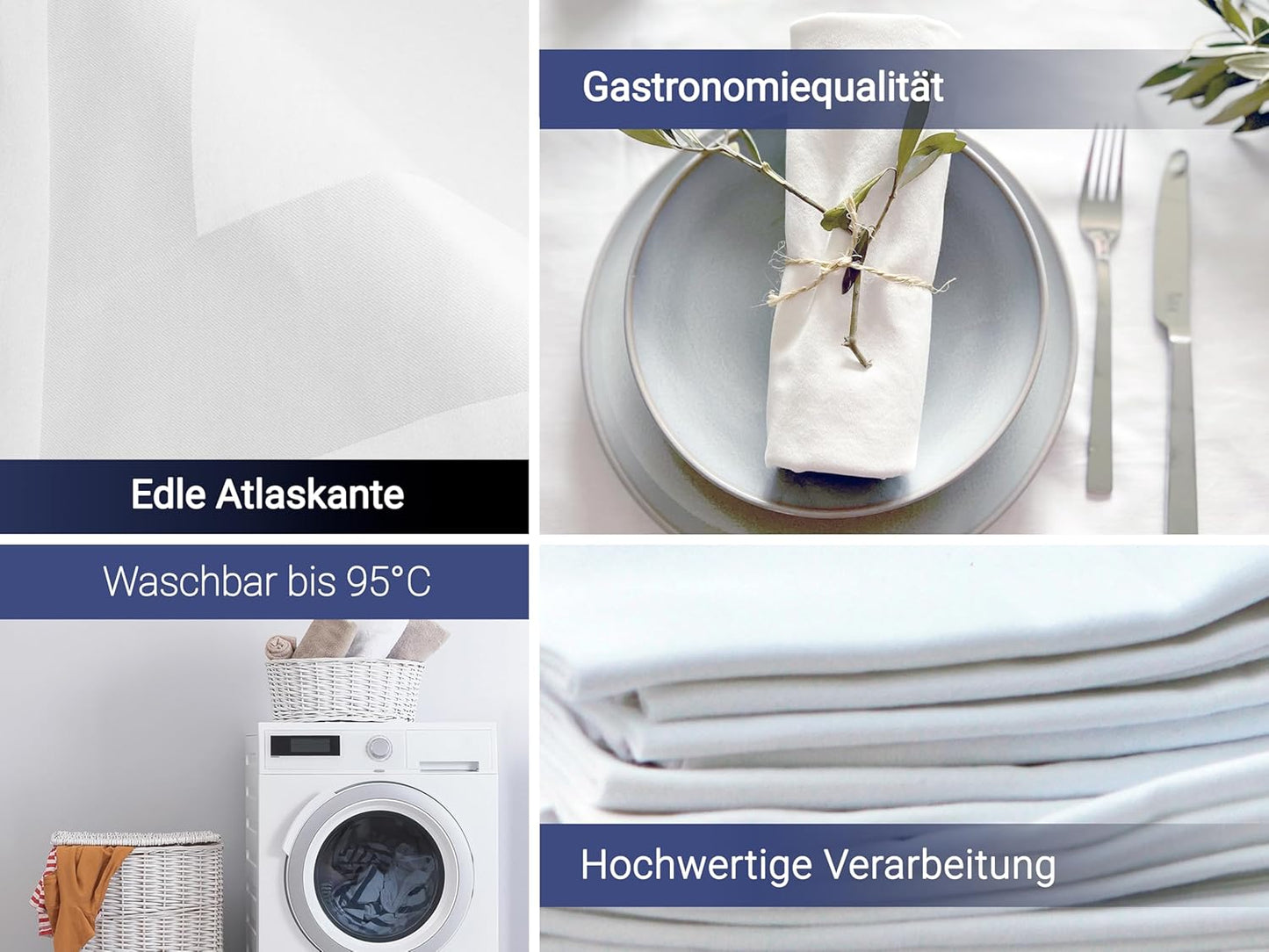 Servietten-Set aus Baumwolle, 50 x 50 cm (6er Set) Weiß