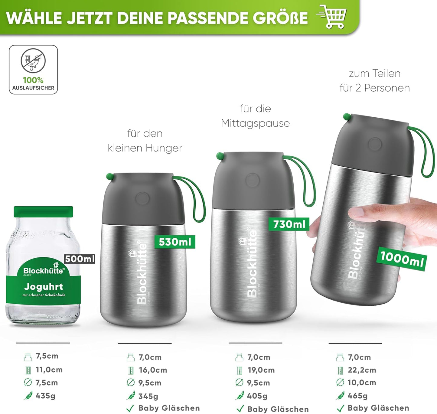 Thermobecher für Essen, 530ml Edelstahl, Silber 530 ml
