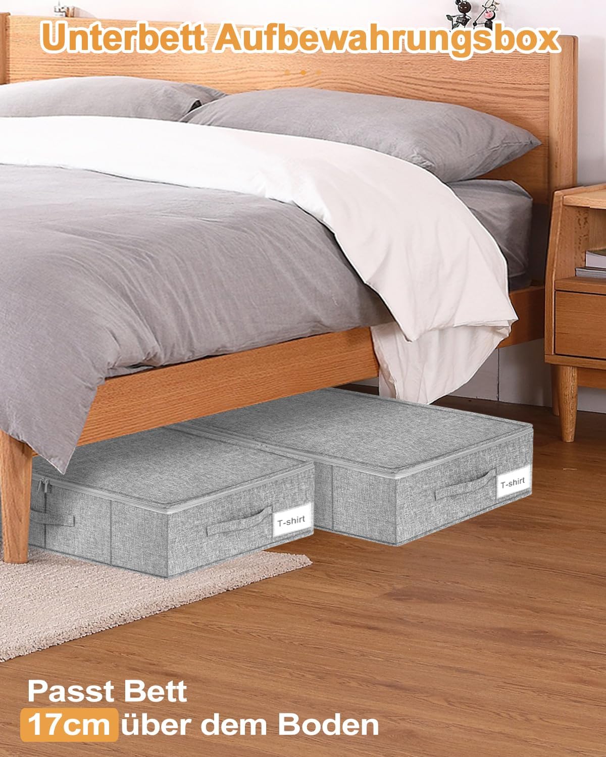 Faltbare Unterbettkommode, 2 Stück, 2pcs-grau 50L