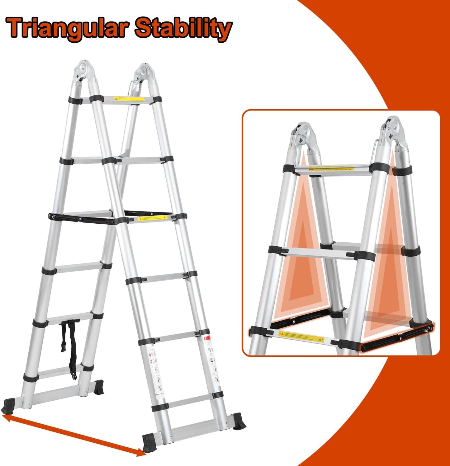 Teleskopleiter Aluminium klappbar 3.8m, 3.8(1.9+1.9)m Silber