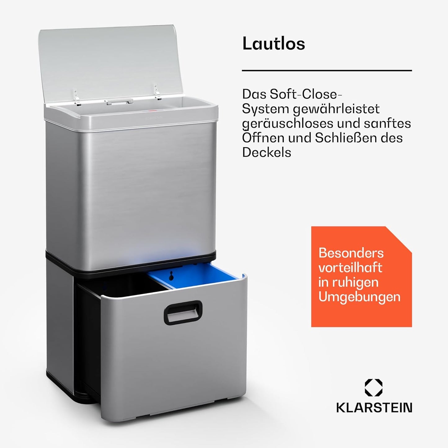 Touchless Sensor-Mülleimer, Rostfreier Stahl|56l
