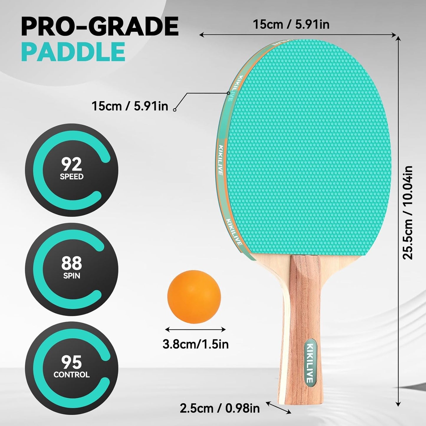 Tischtennis-Set mit Netz und Schlägern, Blau+Grün