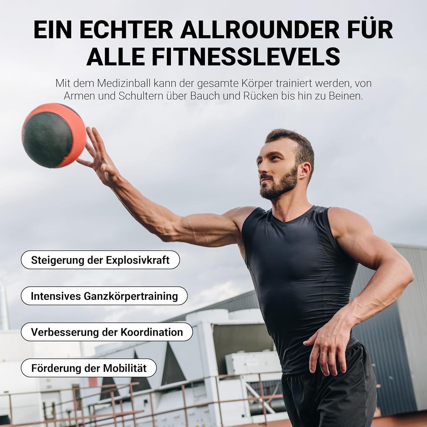 Medizinball, 3 kg - Rot