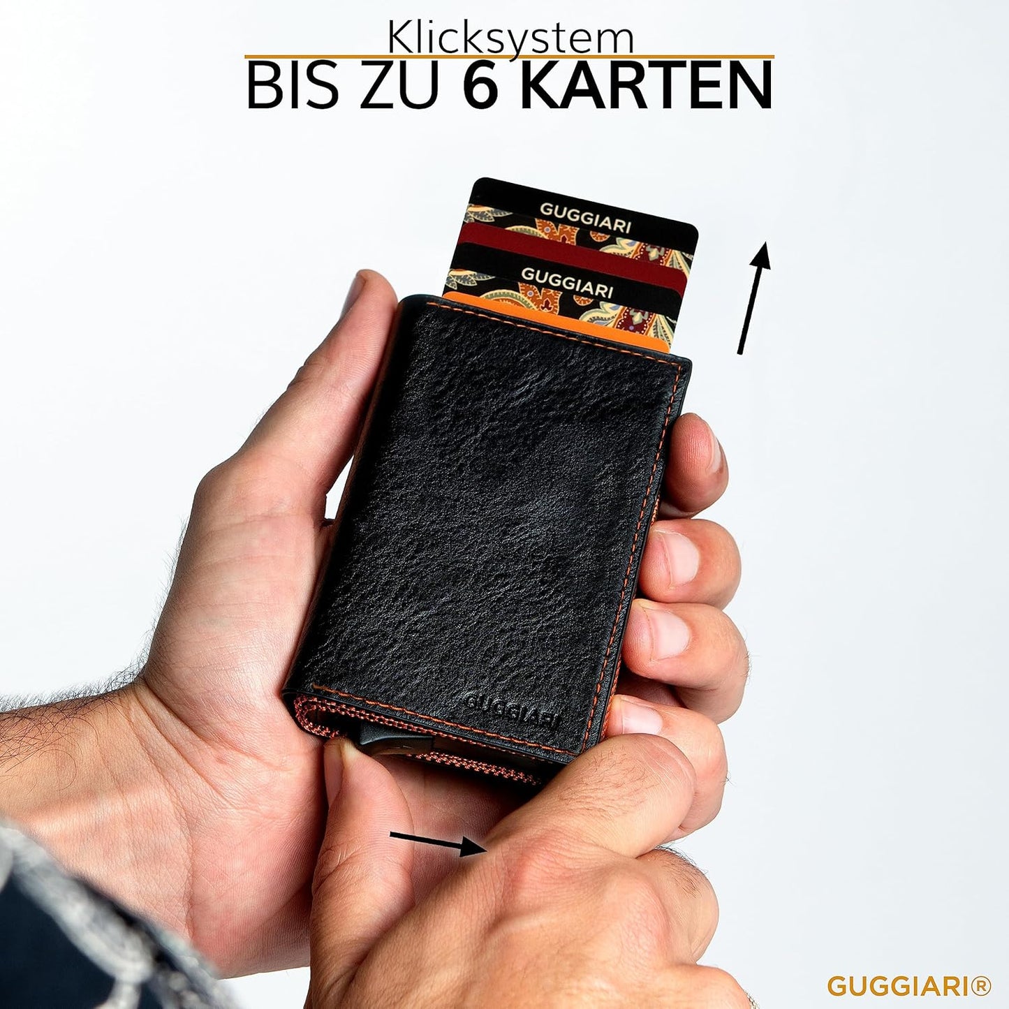 Kreditkartenetui, Black&orange|Kunstleder