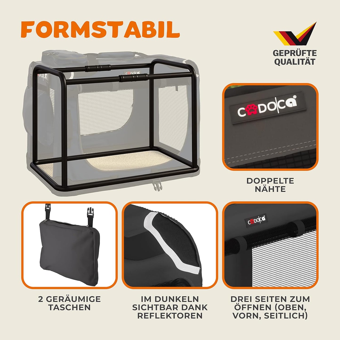 Hundetransportbox, L 70 x B 52 x H 50 cm Anthrazit