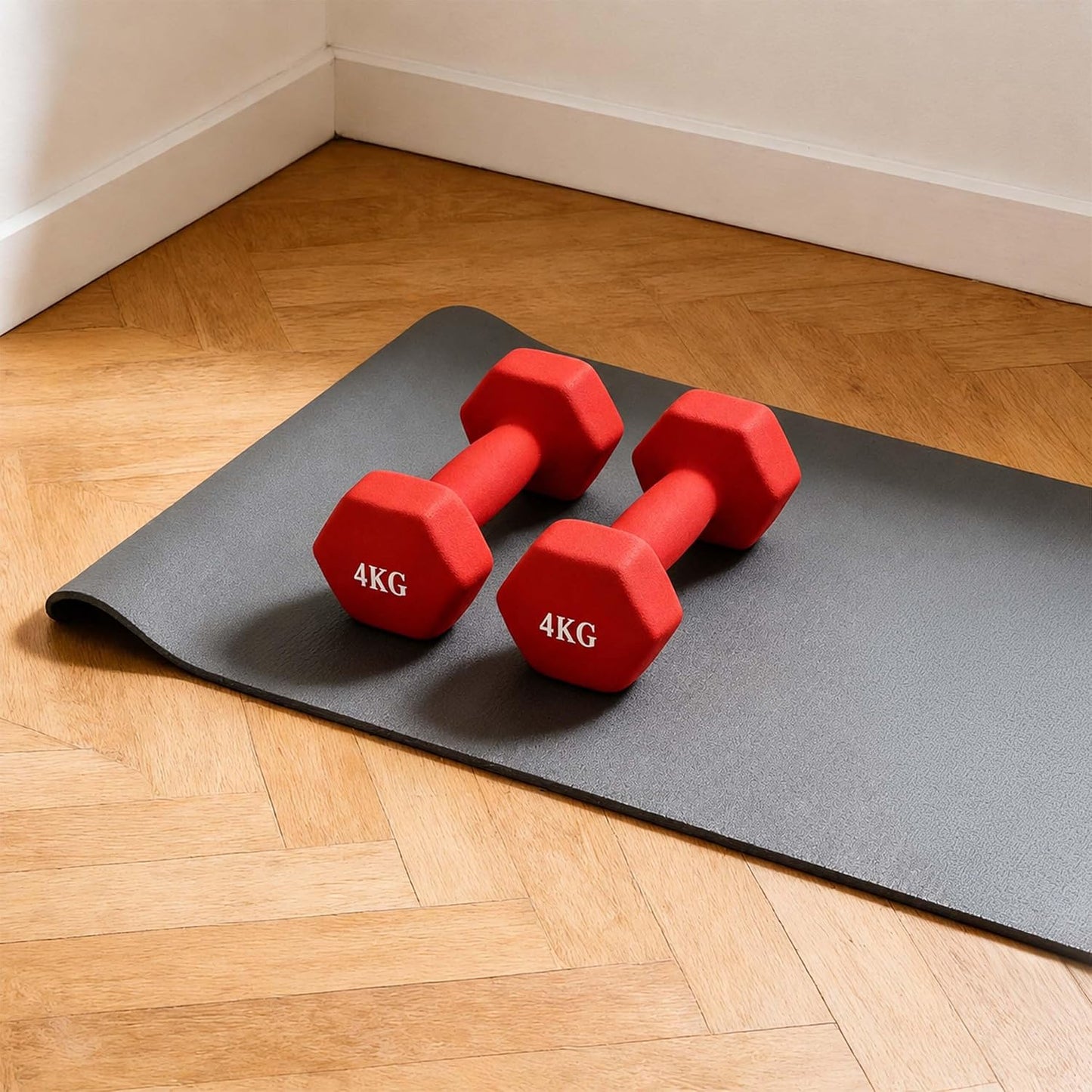 Gusseisen Hantel-Set (2 Stück, rutschfest), 4kg