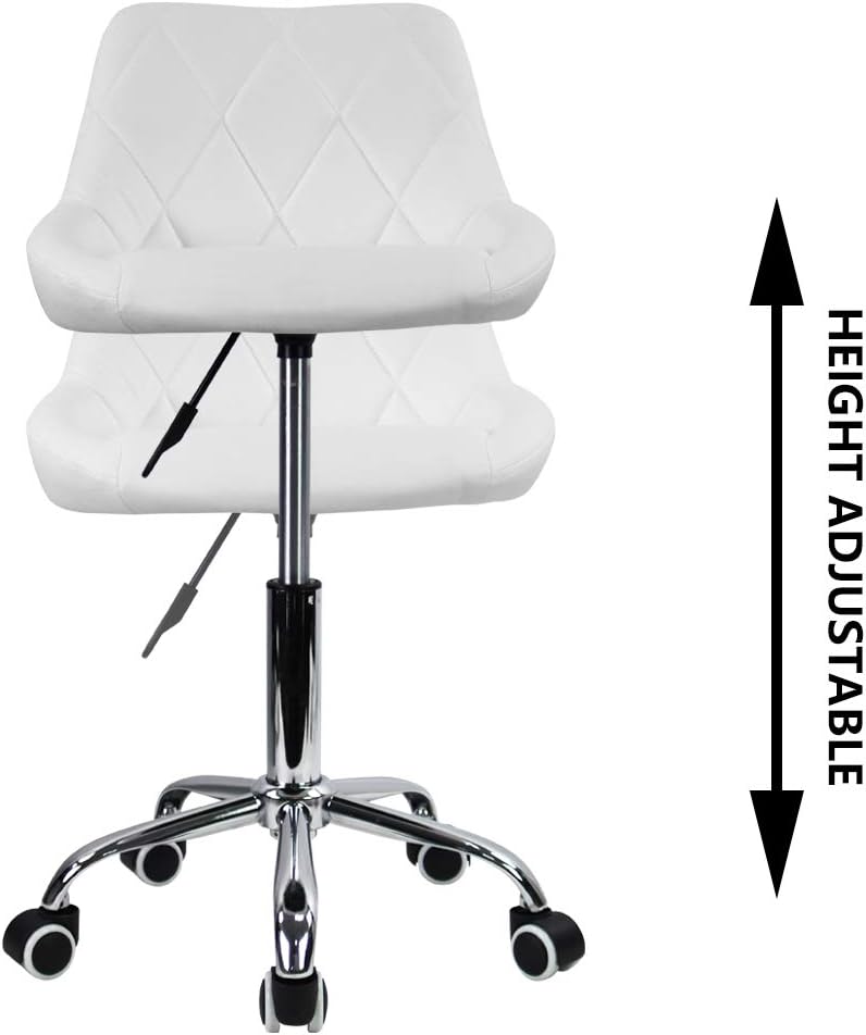 Höhenverstellbarer Drehstuhl mit Lehne, Weiss