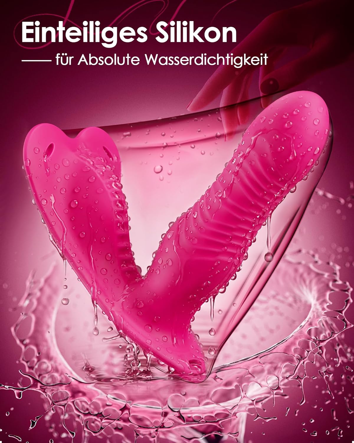 Aufsitz Vibrator mit Stoss- und Reibungsfunktion, Rosenrot