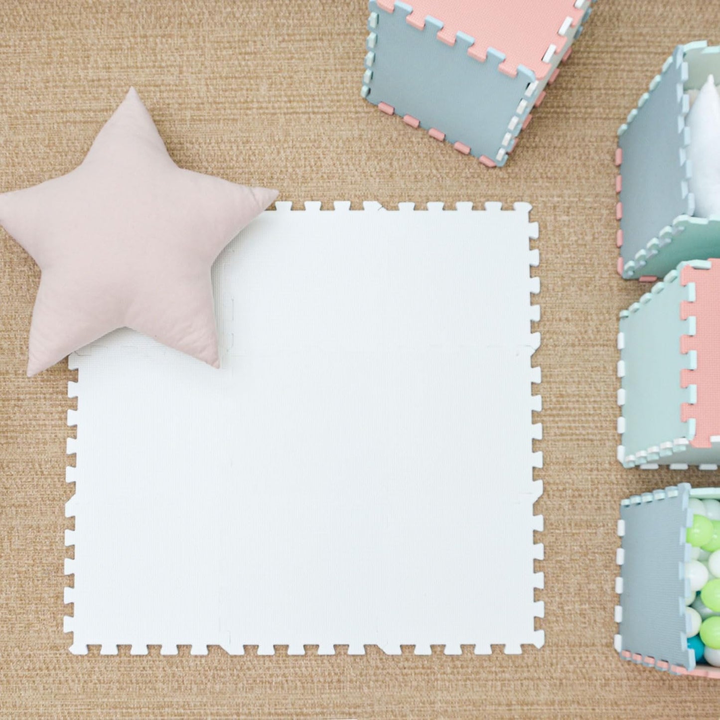 9-teiliges Puzzlematten Set, Weiss