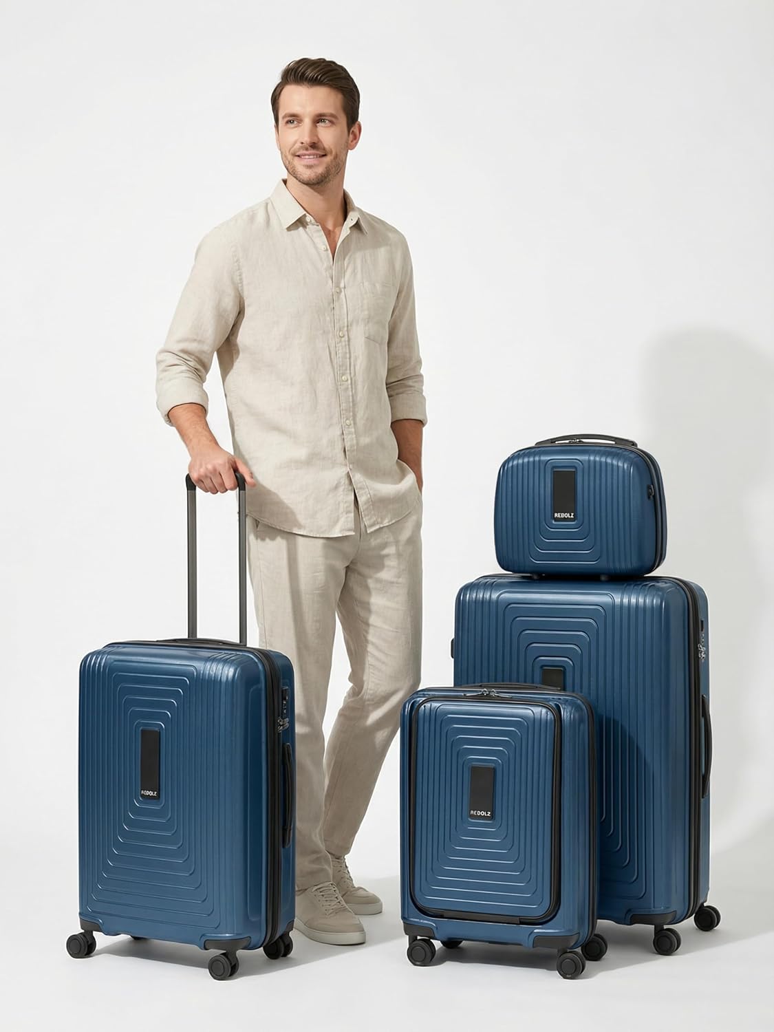 Essentials Hartschalen Koffer-Set 4-tlg., Dark Blue Metallic 4-Set+ (Laptop)