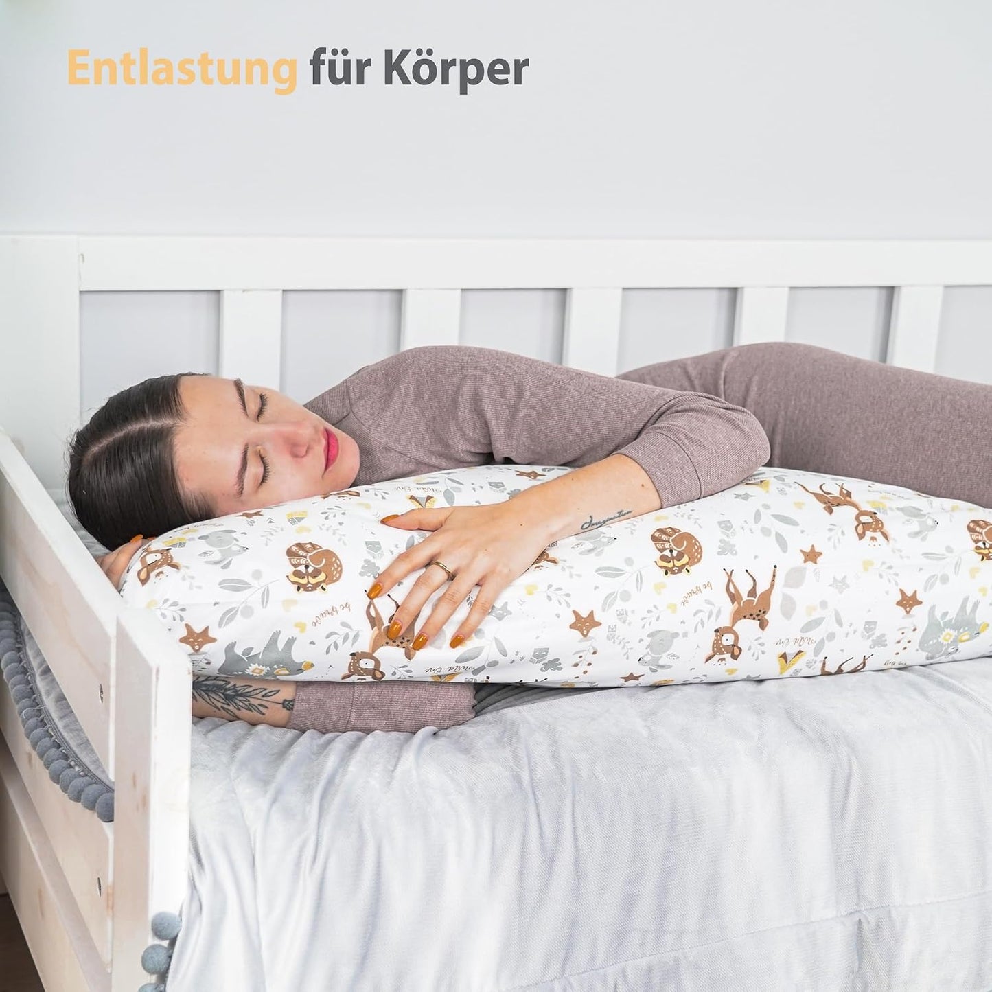 Seitenschläferkissen, Hirschmotiv 40x145 cm