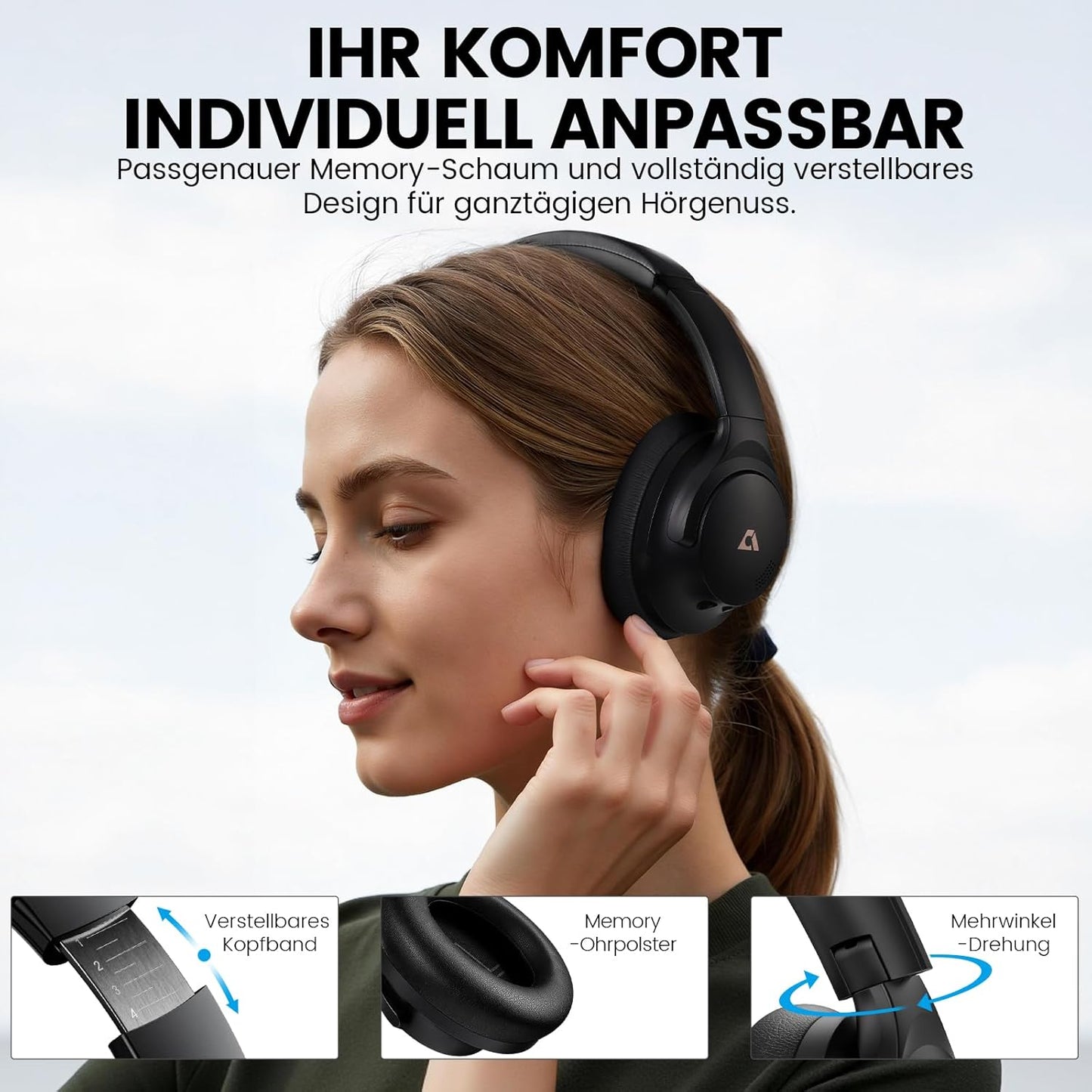 Y8+ Kabellose Over-Ear Kopfhörer, Schwarz
