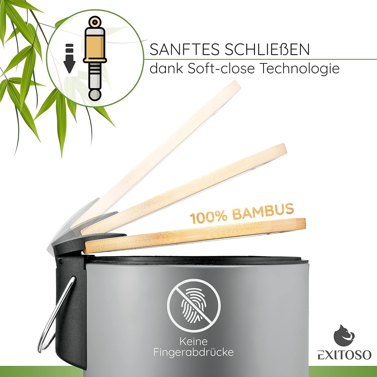 Tretmülleimer mit Softclose-Deckel, Grau