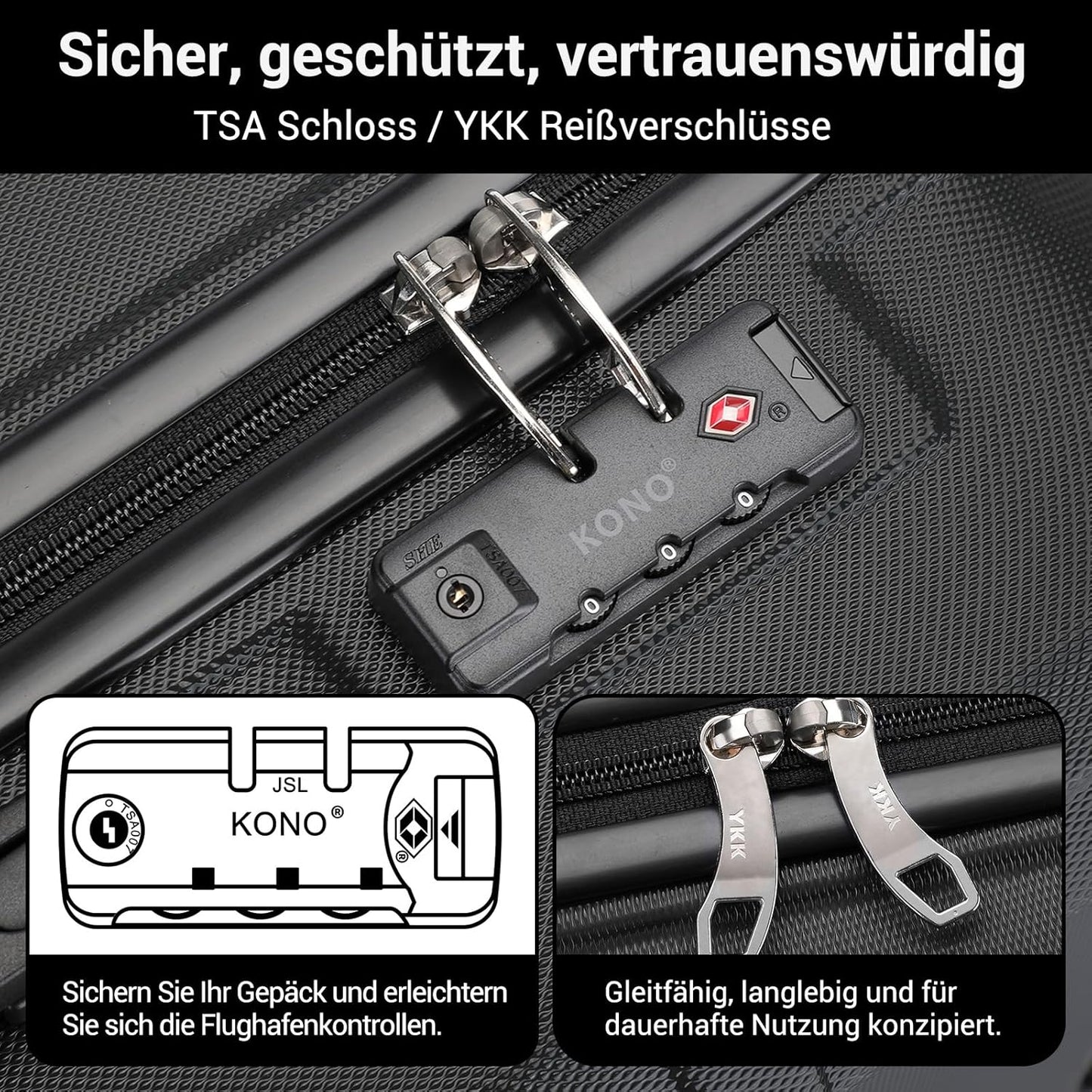 Reisekoffer, L (65cm) Schwarz