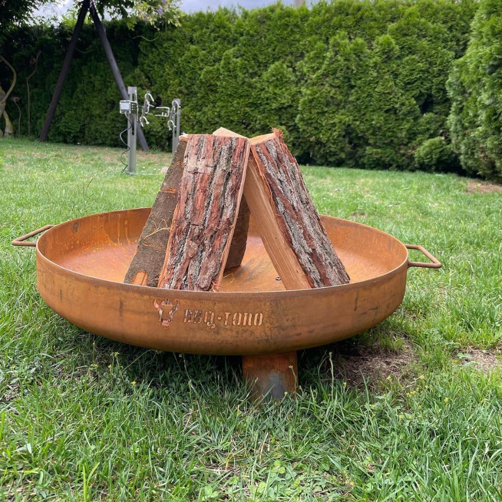Feuerschale mit Standbeinen und Griffen, Ø 60 cm Rostoptik