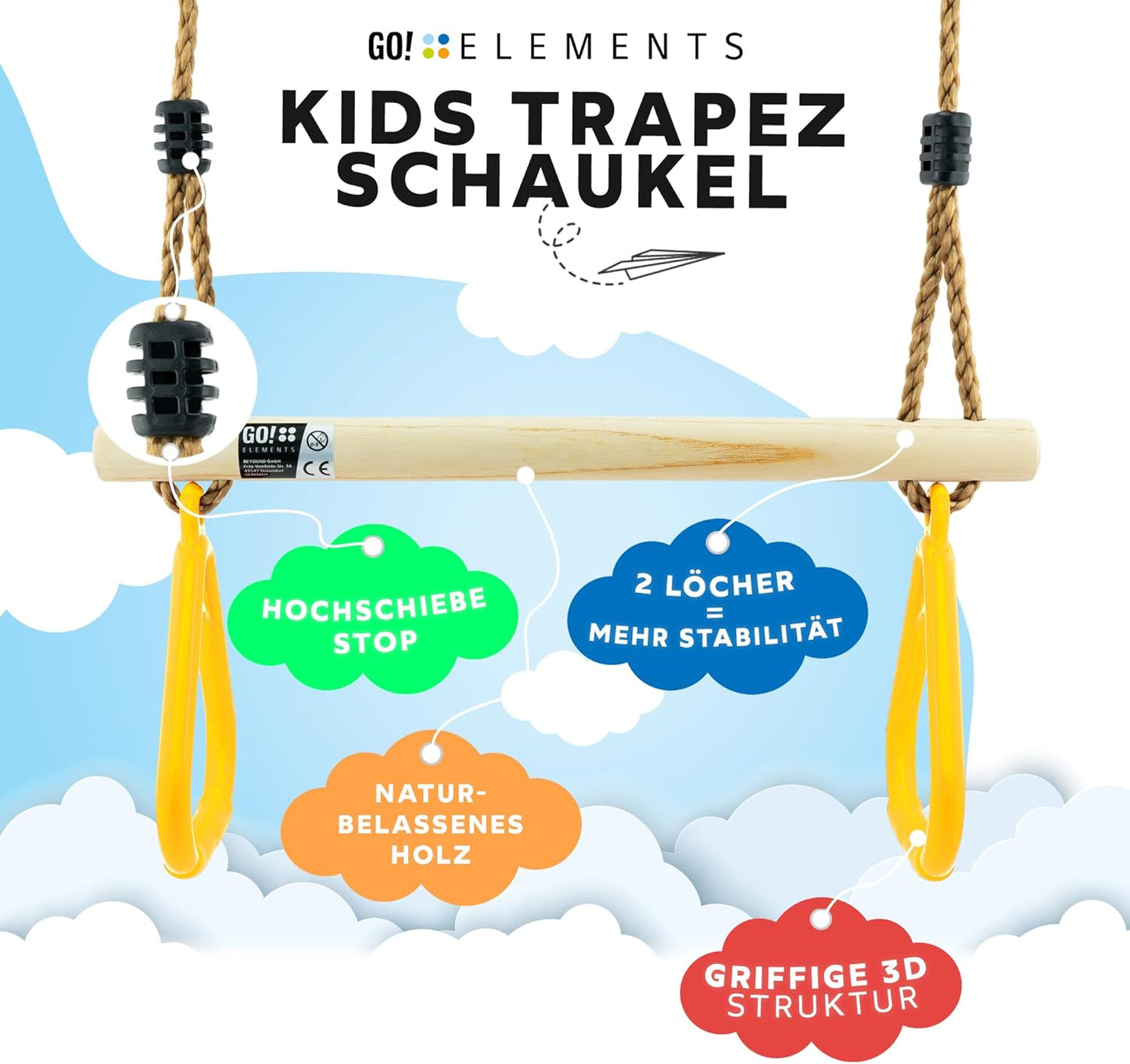 Trapezschaukel mit Griffen, Gelb