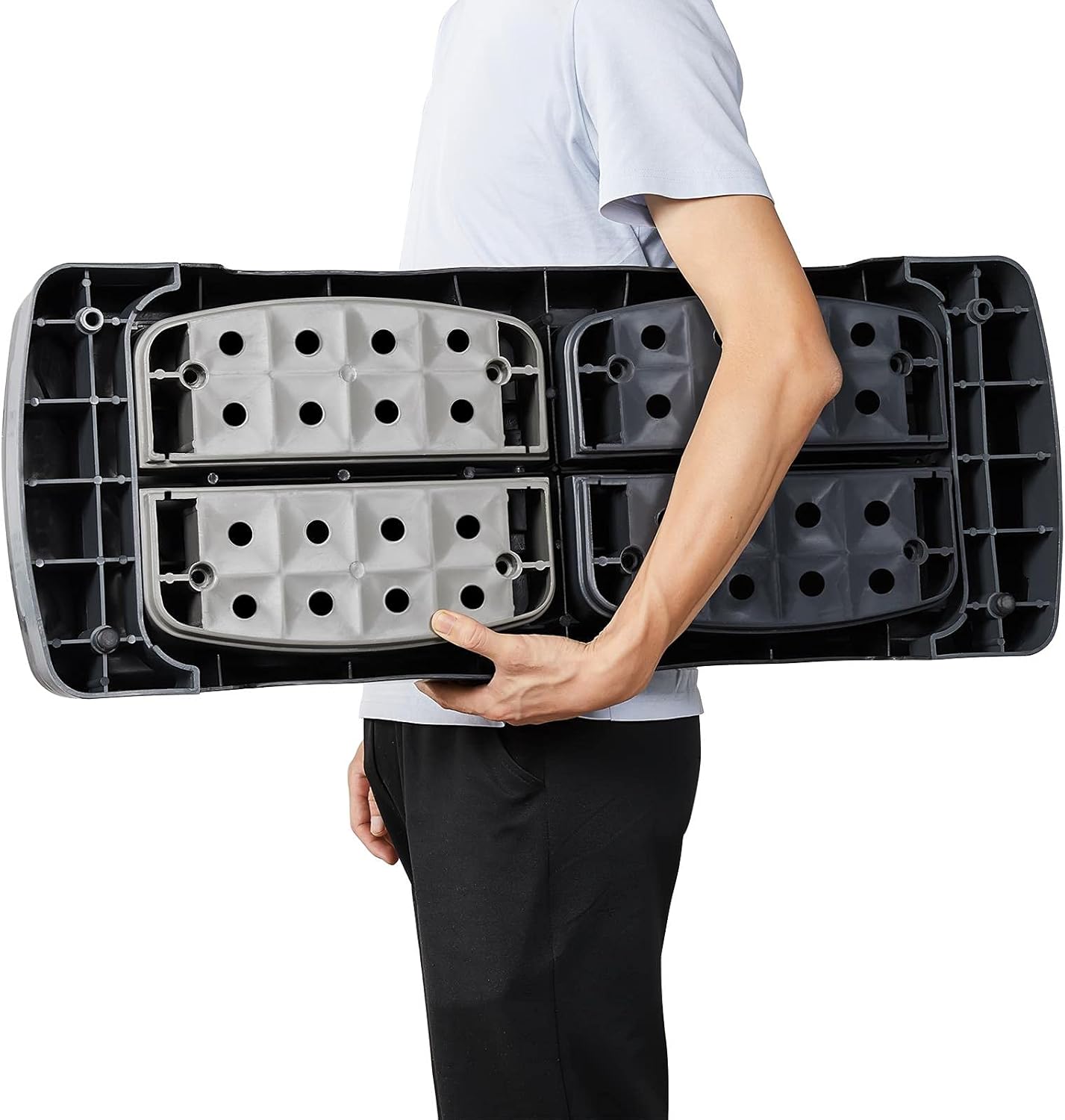 Steppbrett Fitness Aerobic Stepper, Höhenverstellbar, Grau