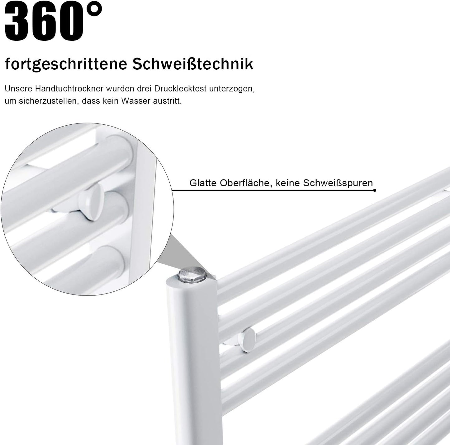 Handtuchheizkörper mit Mittelanschluss, 60 x 120 cm, Weiß 60x120cm