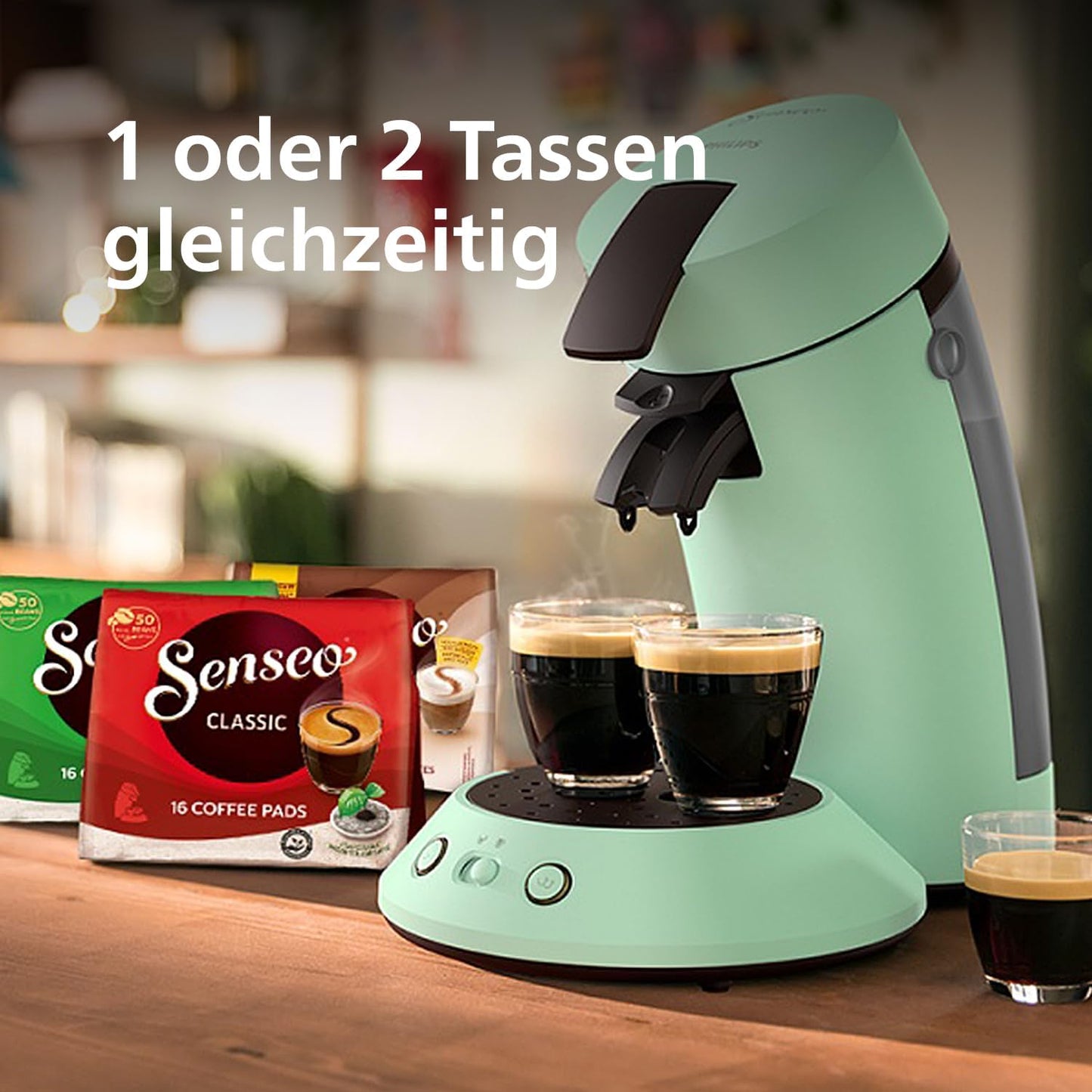 Senseo Original Plus Kaffeepadmaschine mit Boost Technologie, Standard Wüsten Grün