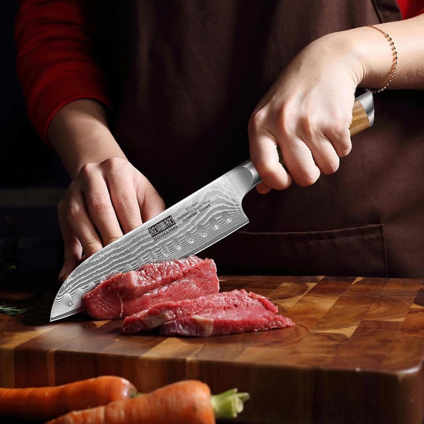 HSHPCS-2023-019 Santoku Damastmesser, 18cm Santoku Messer