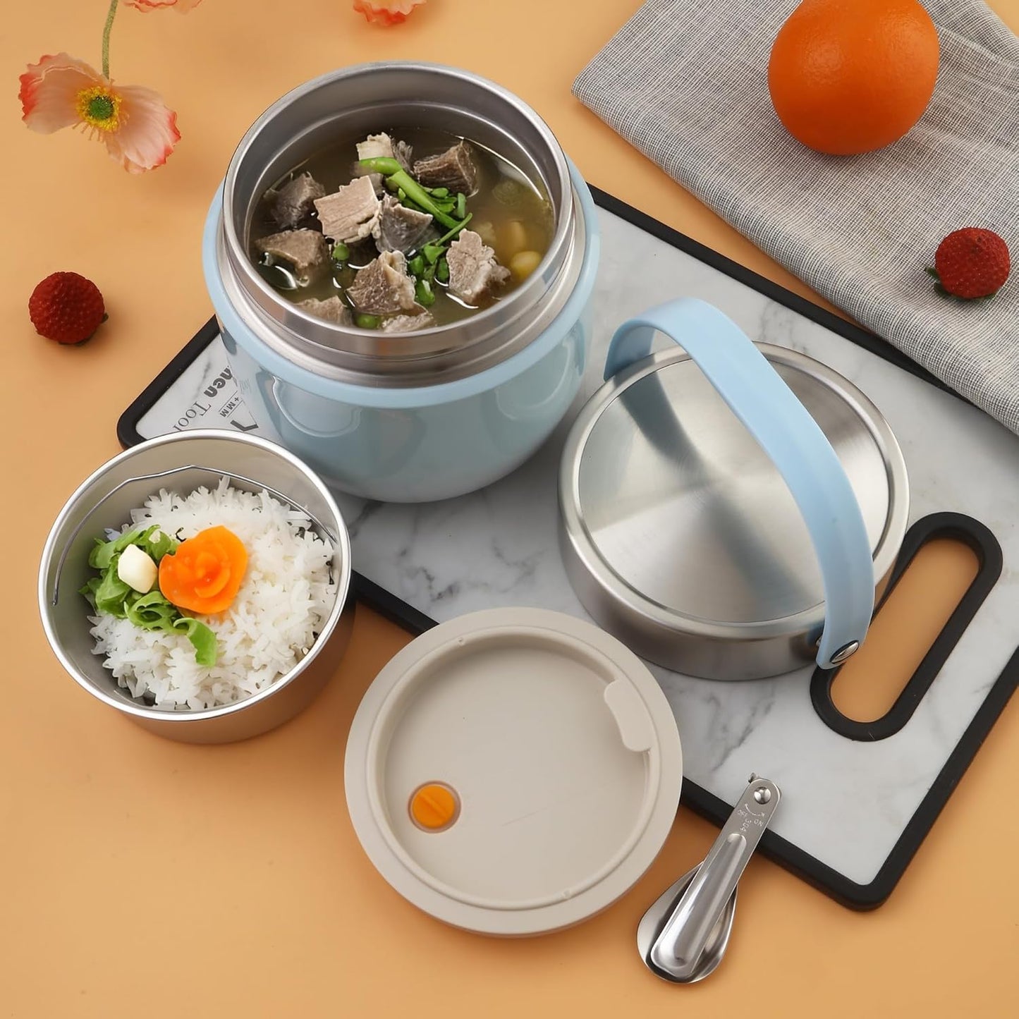 Thermobehälter für Essen 1200ml Warmhaltebox, Blau