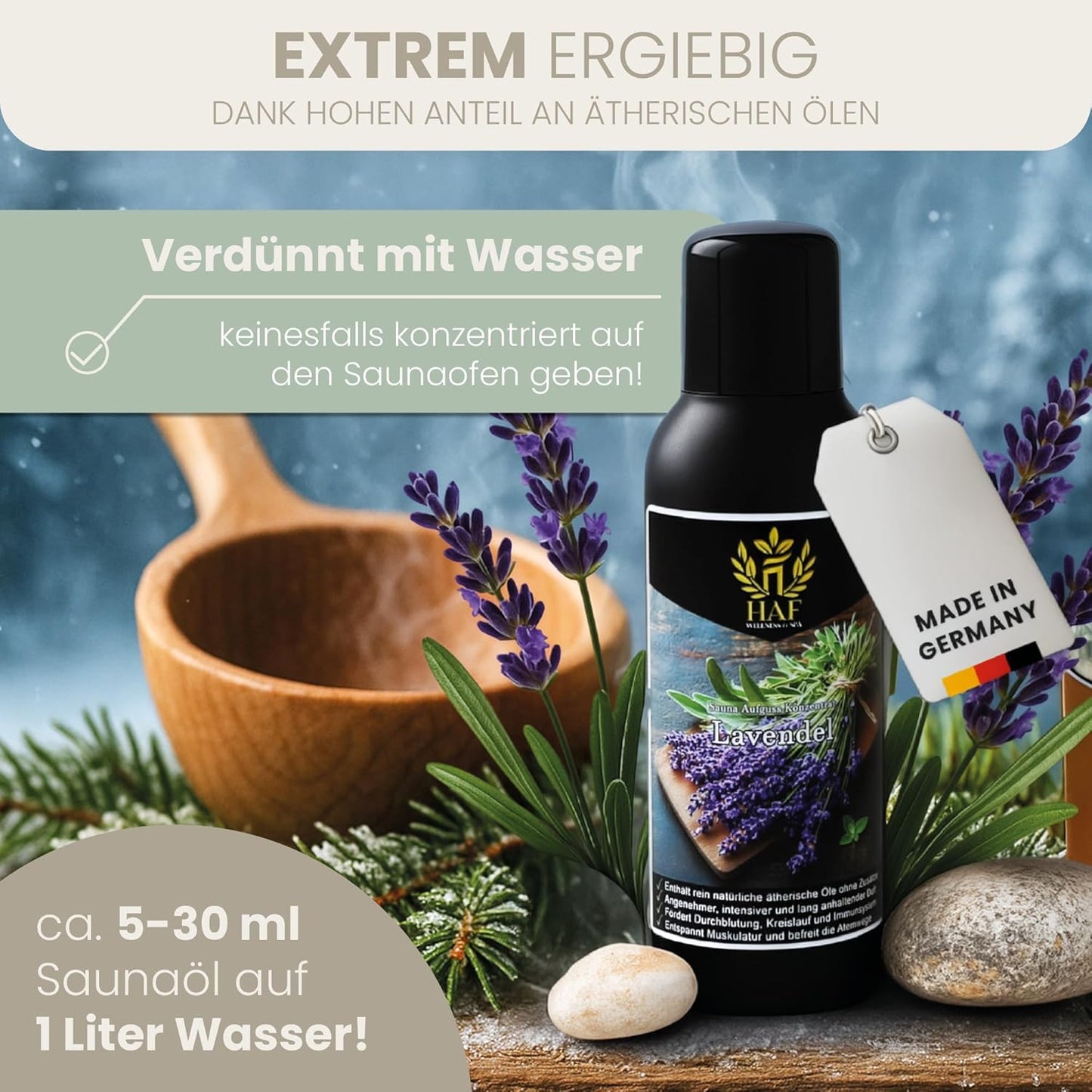 Saunaaufguss Konzentrat mit ätherischen Ölen, 250 ml Orange-Honig