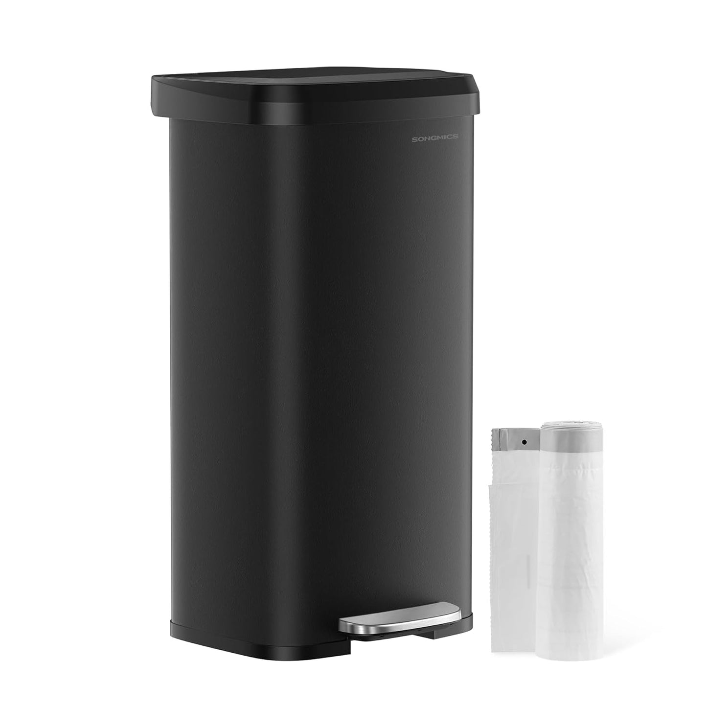 Tretmülleimer mit Kohlefilter und 15 Müllsäcke, 68 L Schwarz