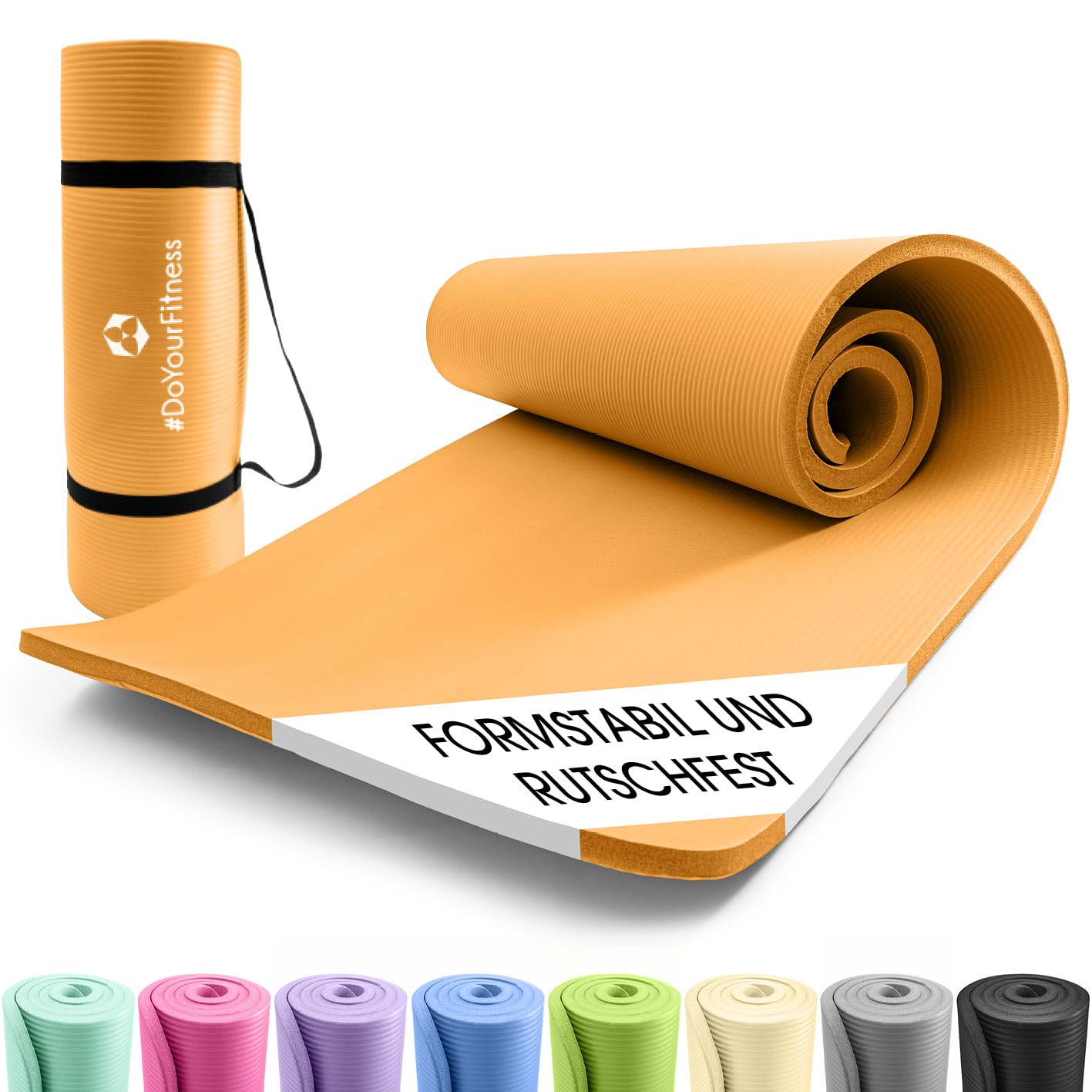 Gelenkschonende Fitnessmatte für Gymnastik und Yoga, 183 x 61 x 2 cm Orange