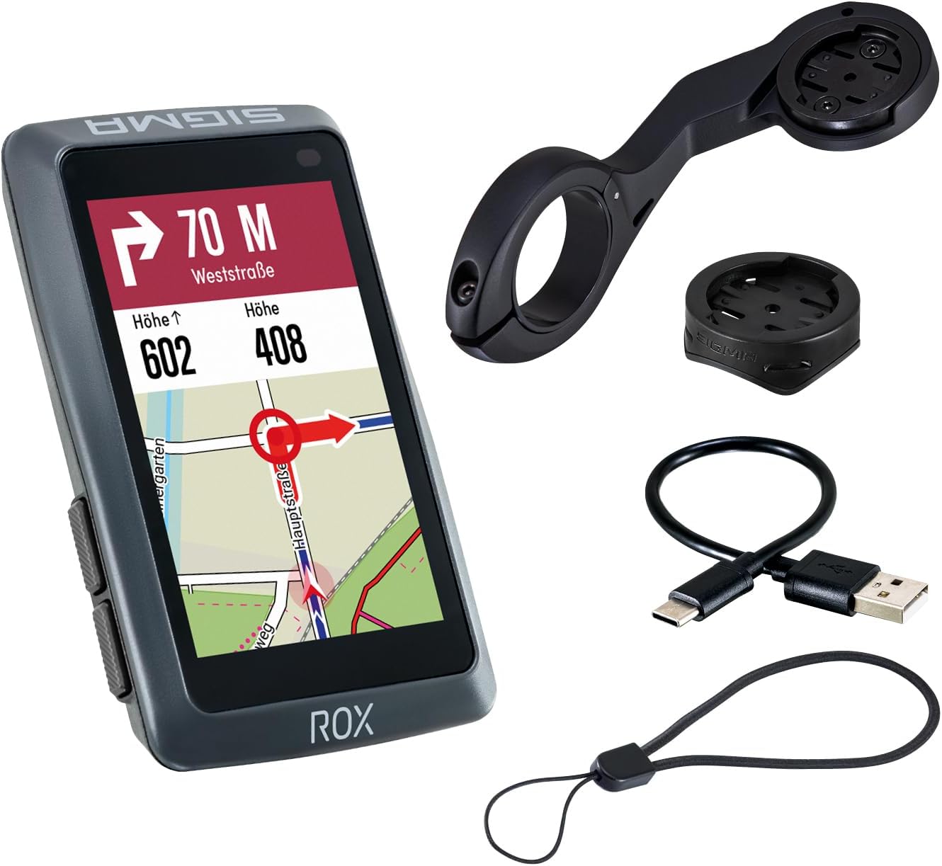 ROX 12.1 Evo Fahrradcomputer GPS mit 150 Funktionen Kabellos, Grau Basic Set