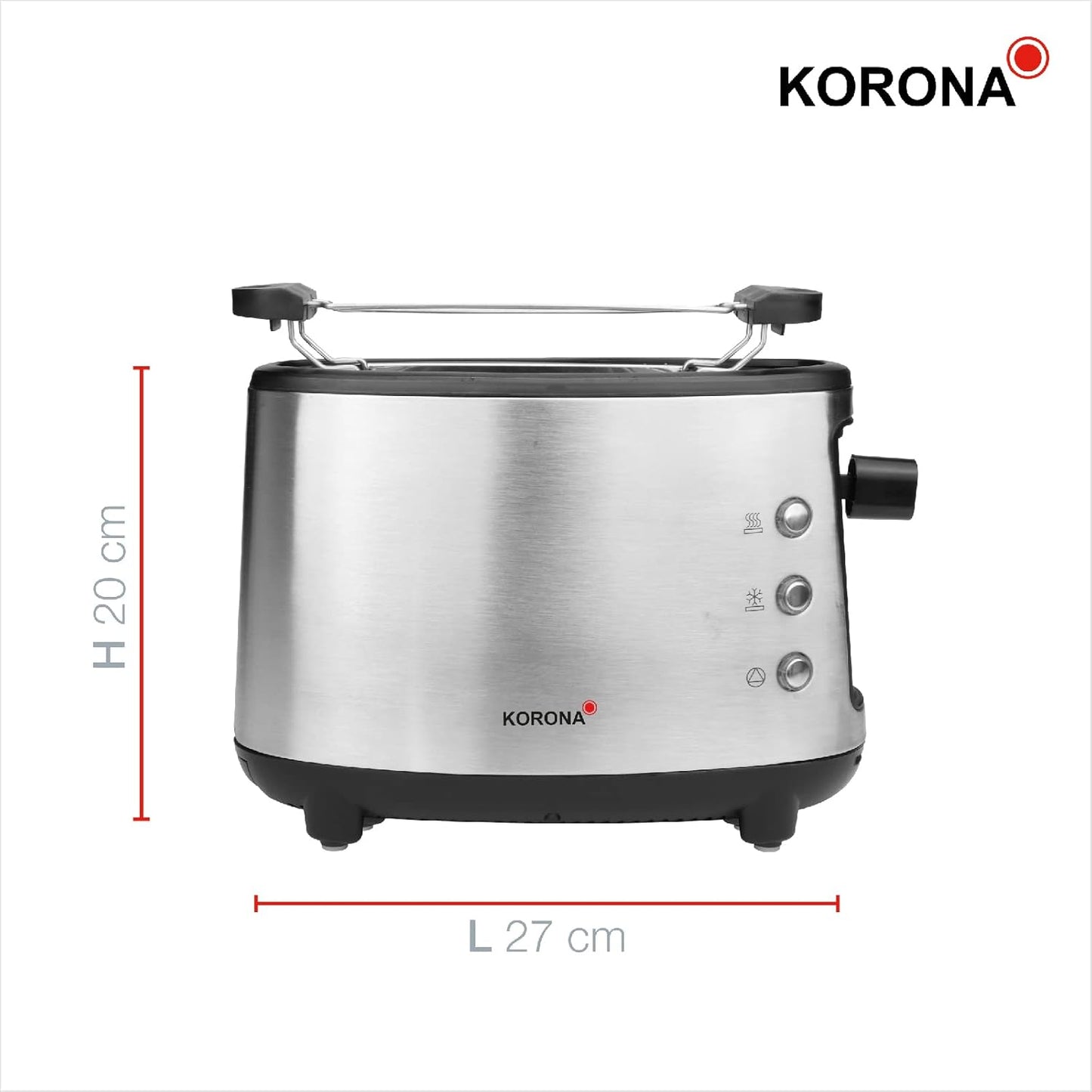 21304 Single-Toaster mit Edelstahlgehäuse und Brötchenaufsatz, Korona 21304 Single-Toaster