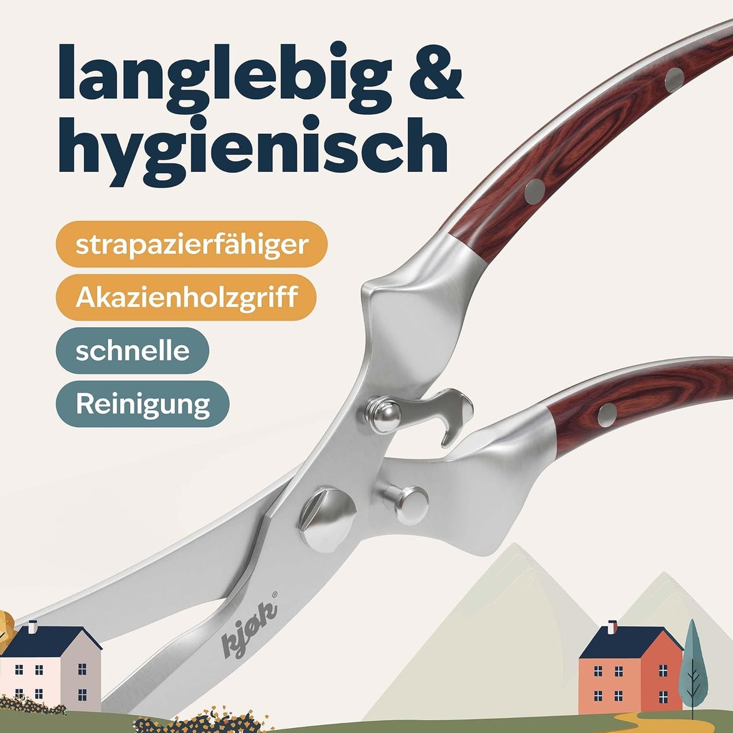 Geflügelschere, Edelstahl / Holz