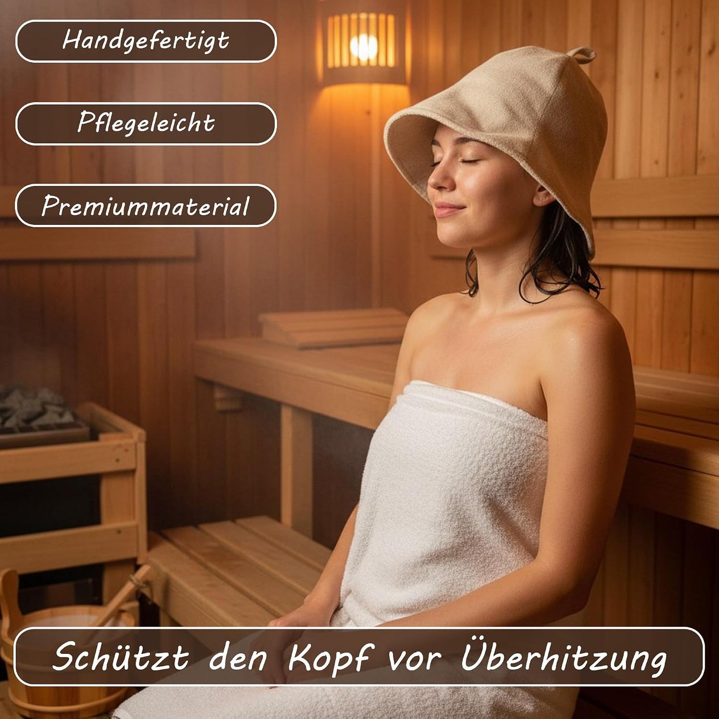 Damen Saunahut aus Weicher Frottee, Beige