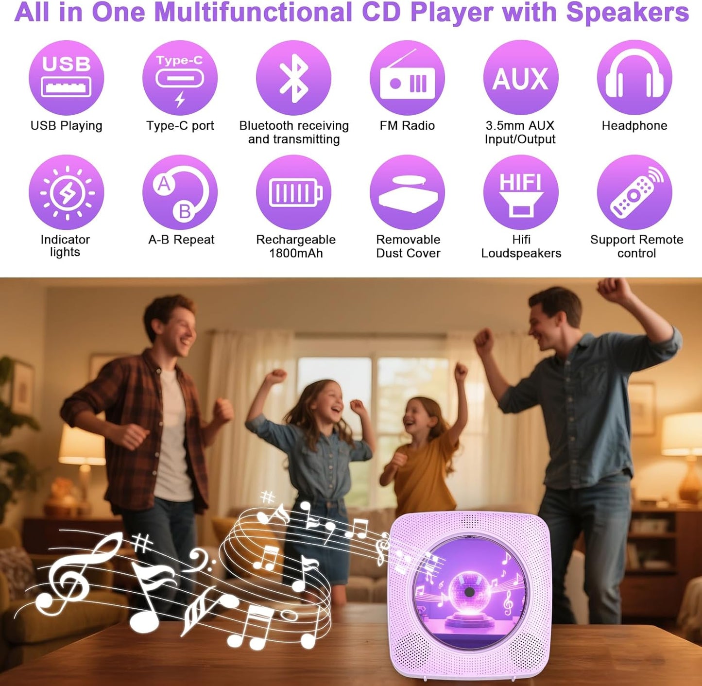Tragbarer CD-Player, Y-01 Lila