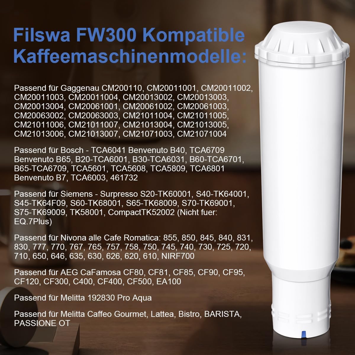 6-teiliges Wasserfilterpatronen-Set für Kaffeemaschinen, 6 Stück