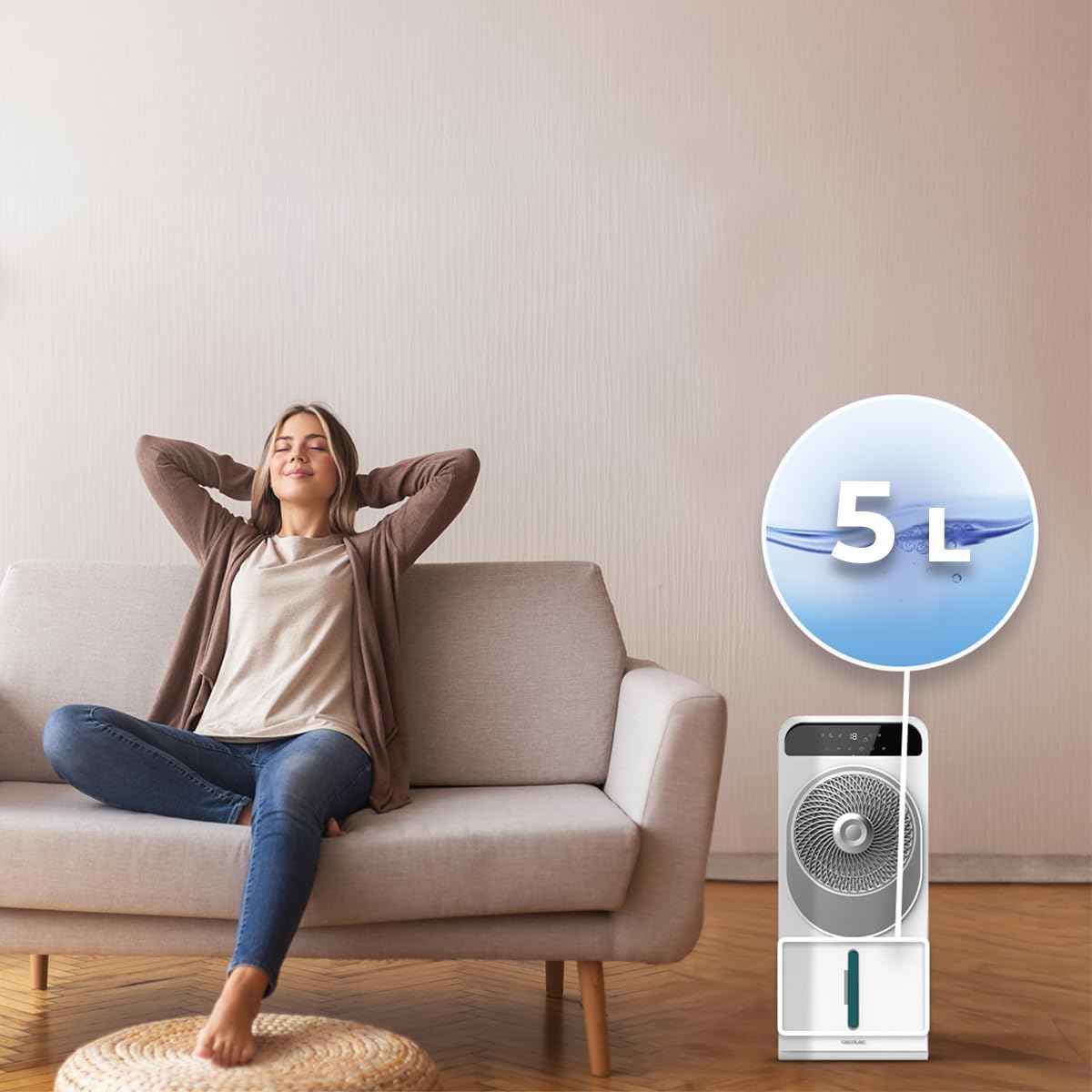 Verdunstungskühler EnergySilence 5000 Cool Wave mit Fernsteuerung und LED Display, 5 L Fernbedienung