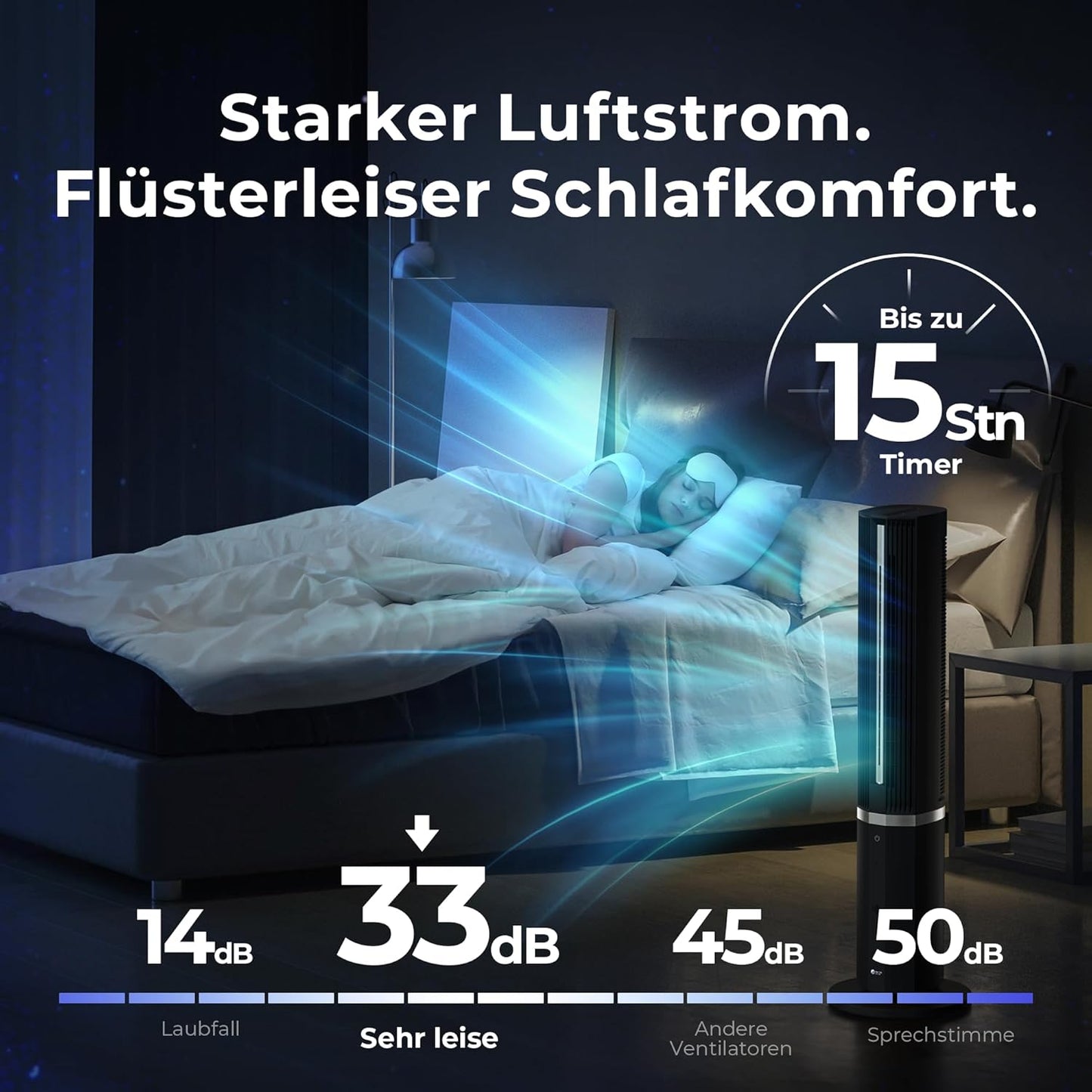 5-in-1 Turmventilator mit Wasserkühlung, VT-11-BL, Premium Black 5 Liter