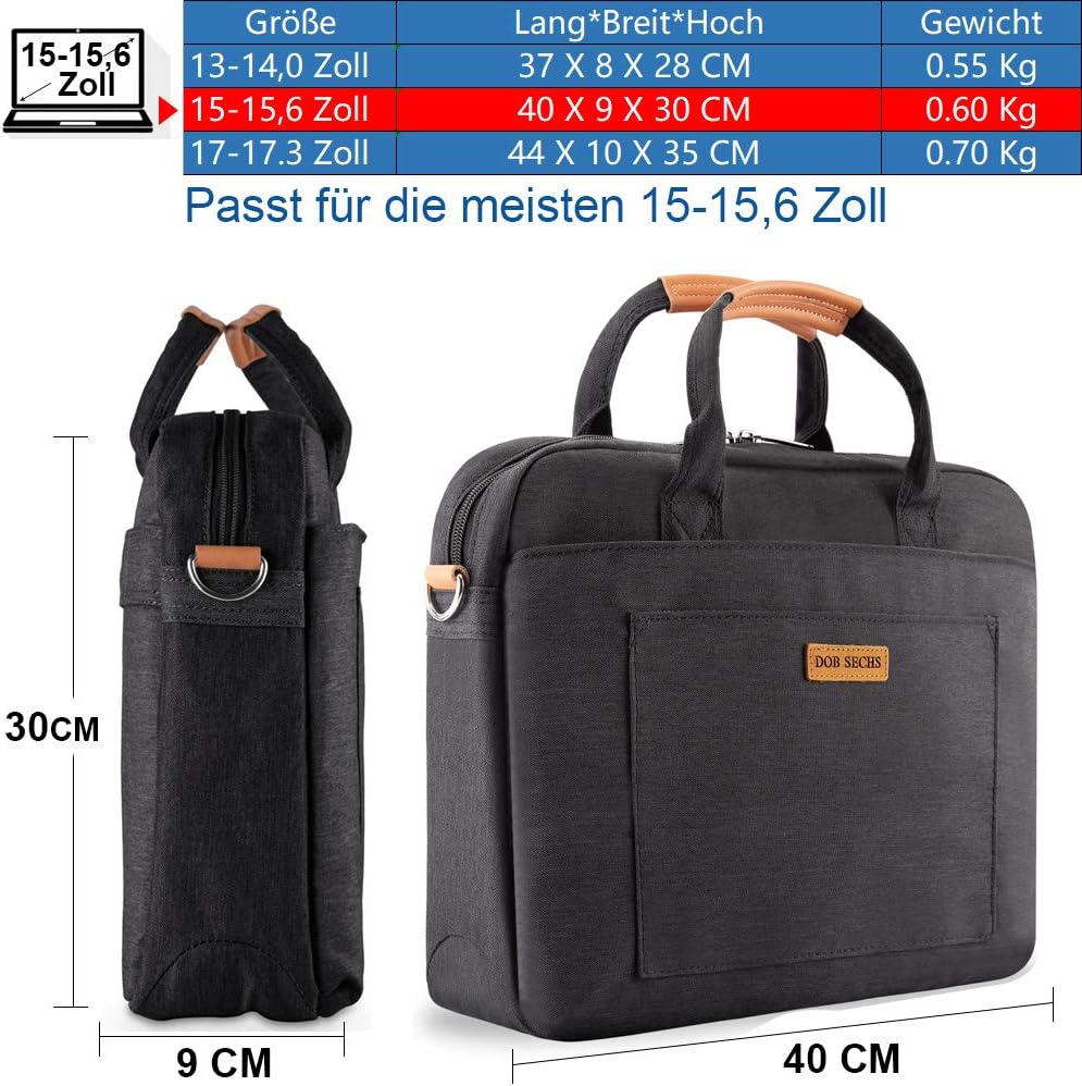 Laptoptasche für 15.6" Notebooks, Schwarz 15 zoll bis 15,6 zoll