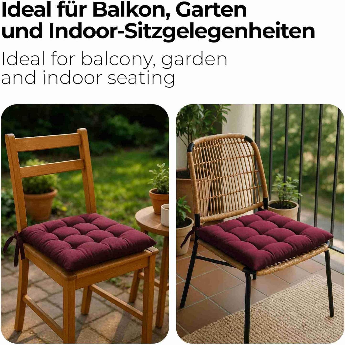 Basic Sitzkissen, 2 Stück - 40x40 cm Bordeaux
