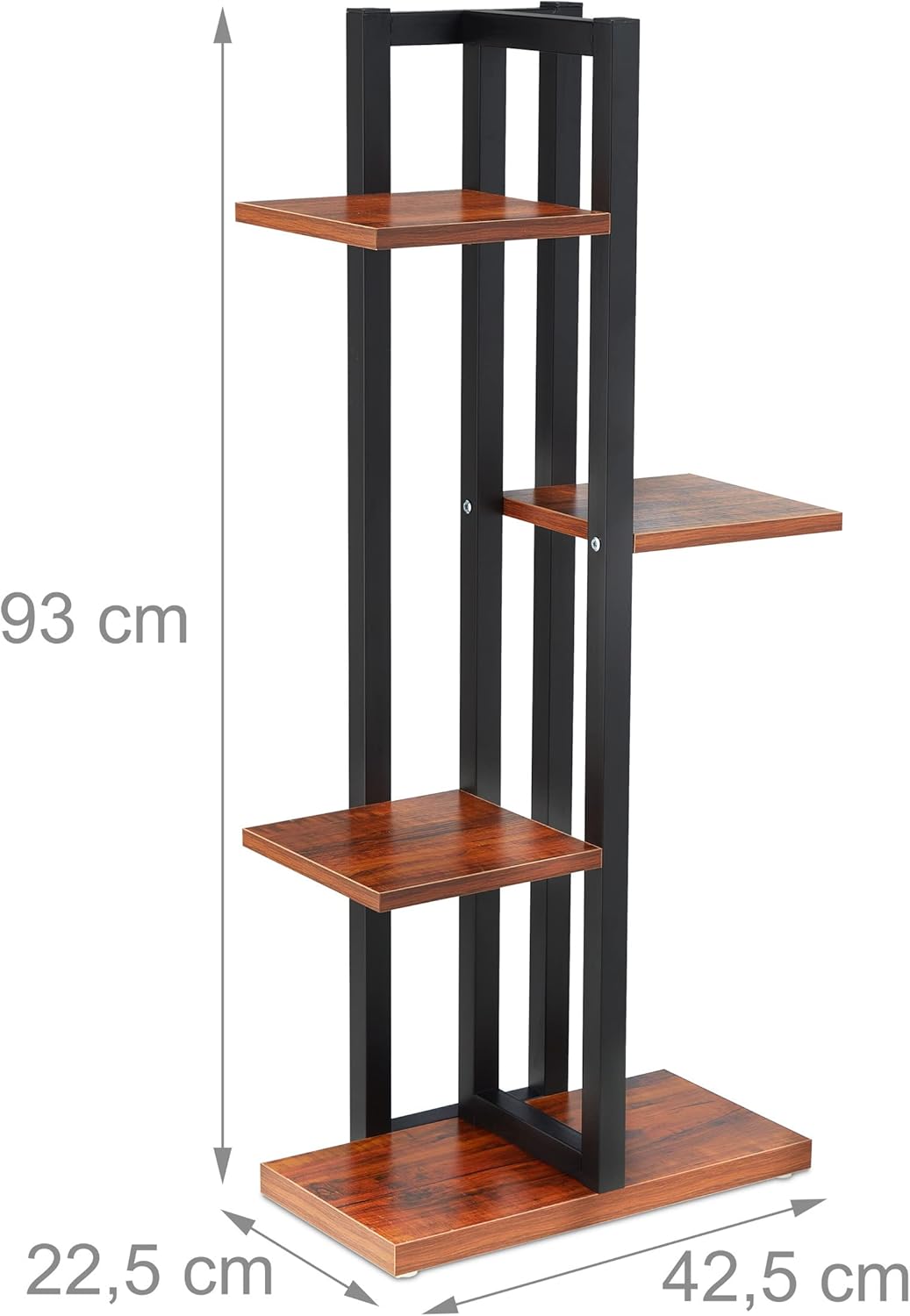 4-stufiges Indoor-Blumenregal in Holzoptik, Dunkelbraun 93x42,5x22,5 cm