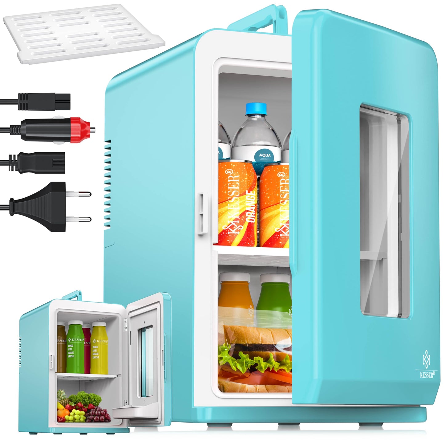 2in1 Mini Kühlschrank mit Kühl- und Heizfunktion, 15L Hellblau