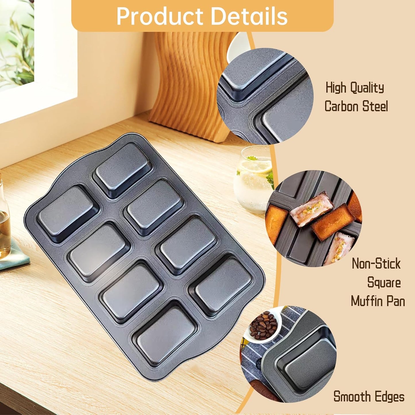 Kastenform für 8 Mini-Kuchen, 1 Set
