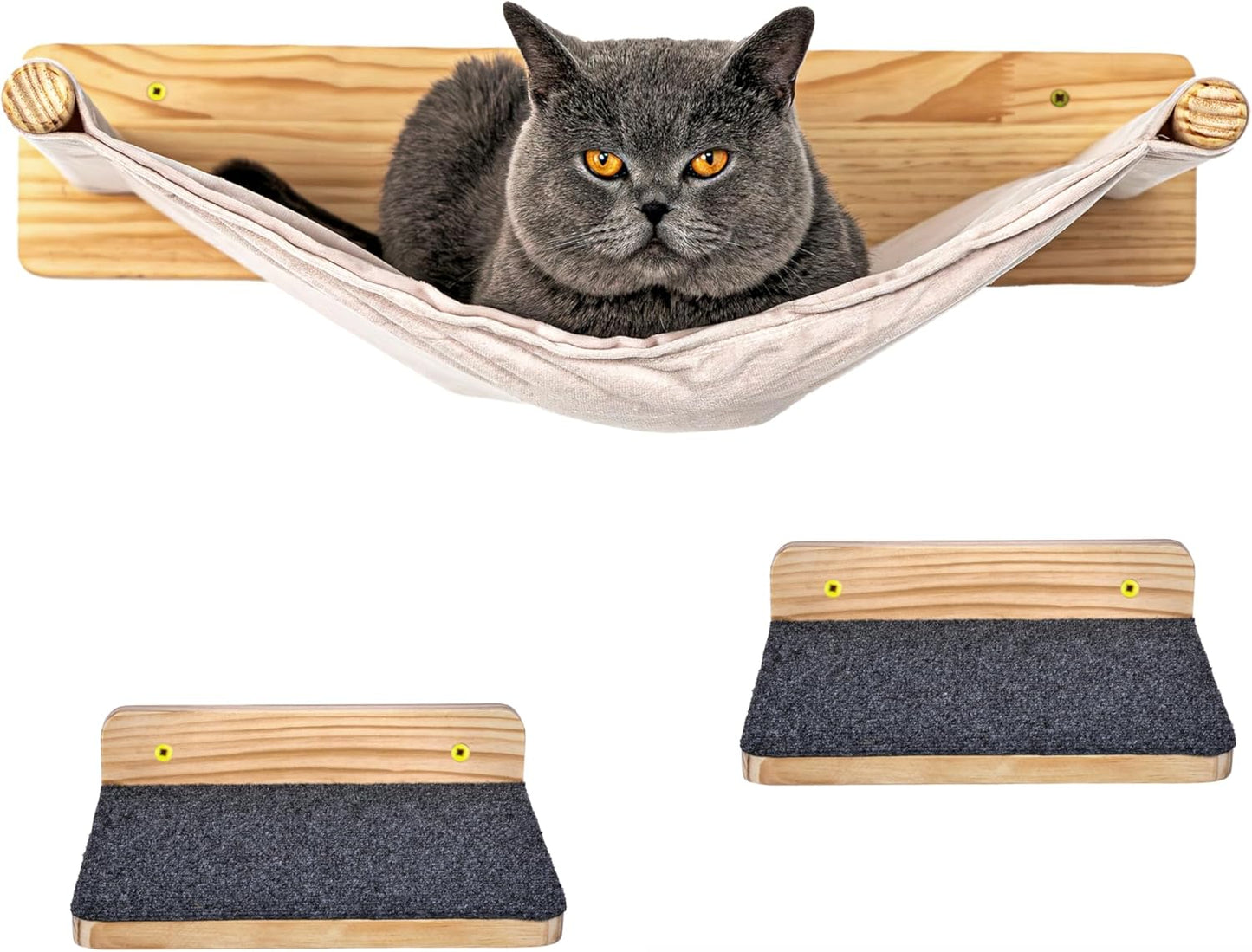 3-teiliges Katzen-Kletterwand-Set, 3-teilig Beige