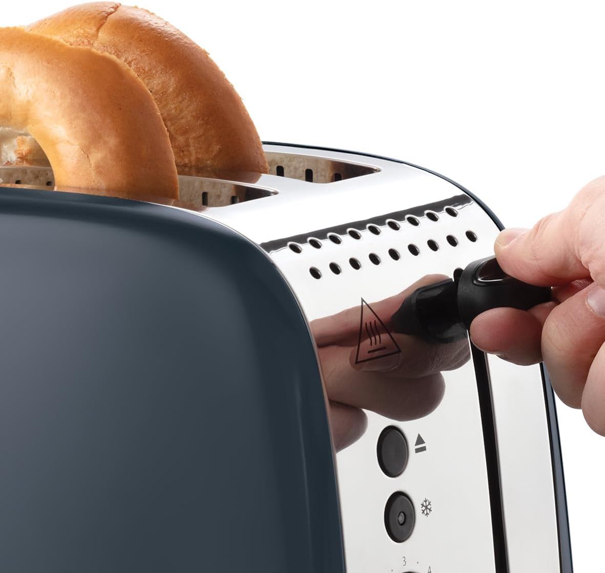 Colours Plus Toaster mit extra breiten Schlitzen, inkl. Brötchenaufsatz, Grau