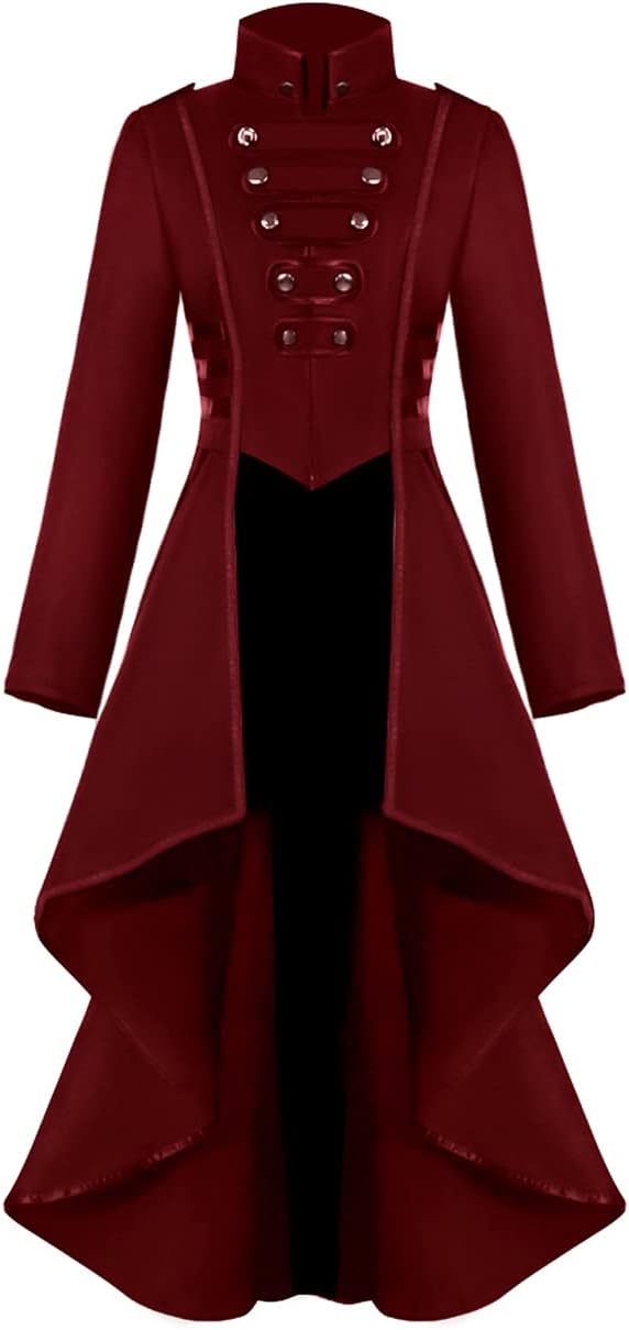 Steampunk Frack Jacke für Damen, Rot XL
